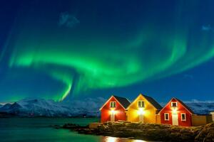 Art Photography Traditional rorbu during the Northern Lights, Roberto Moiola / Sysaworld, (40 x 26.7 cm)