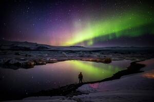Art Photography Aurora Borealis or Northern lights in Iceland, Arctic-Images, (40 x 26.7 cm)