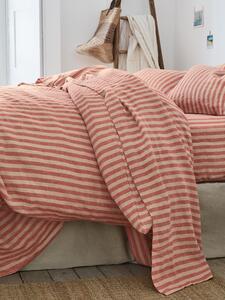 Sandstone Red Pembroke Stripe 100% Linen Flat Sheet | Single | Piglet in Bed