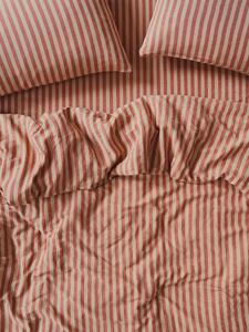 Sandstone Red Pembroke Stripe Linen Blend Duvet Cover | Double | Piglet in Bed