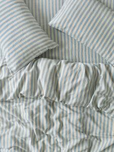 Coastal Blue Pembroke Stripe 100% Linen Duvet Cover | Single | Piglet in Bed