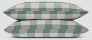 Elm Green Emsworth Check Linen Blend Pillowcases (Pair) | Square | Piglet in Bed