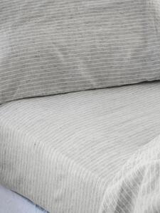 Grey Mini Stripe Linen Blend Fitted Sheet | Single | Piglet in Bed