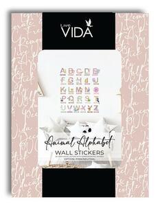 Live Vida Alphabet Wall Stickers with Animal Figures 26 pcs - Pink