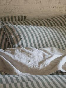 Fern Green Pembroke Stripe Linen Blend Pillowcases (Pair) | Standard | Piglet in Bed
