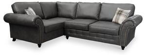 Edward Faux Leather Corner Sofa | Brown Cream Black | Roseland