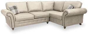 Edward Faux Leather Corner Sofa | Brown Cream Black | Roseland