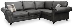 Edward Faux Leather Corner Sofa | Brown Cream Black | Roseland