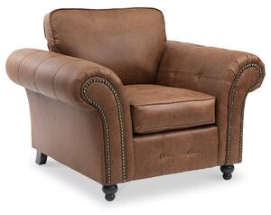 Edward Faux Leather Armchair | Brown Cream Black | Roseland