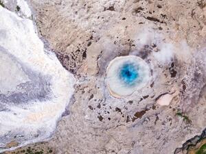 Photography Aerial overhead view of geyser, Geysir, Iceland, Matteo Colombo