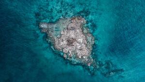 Art Photography Drone shot of a rocky island, Broome, Australia, Abstract Aerial Art, (40 x 22.5 cm)