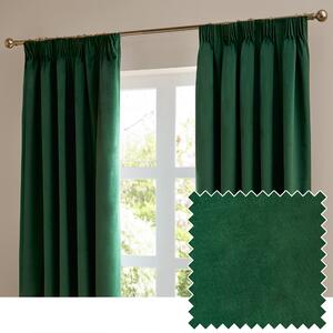 Furn Ultimate Velvet Ready Made Blackout Curtains Emerald