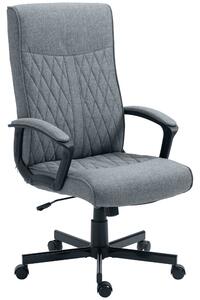 Vinsetto High-Back Linen Office Chair, Ergonomic Swivel Computer Chair with Adjustable Height and Tilt, for Study, Bedroom, Dark Grey
