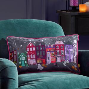 Creepy Town Rectangle Cushion Charcoal (Grey)