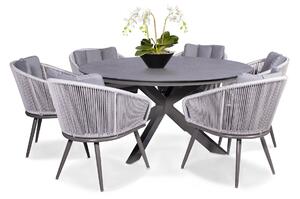 Aspen 6 Seat Stone-Look Garden Patio Dining Set | Roseland