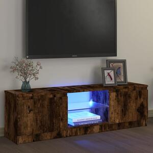 Baina 120cm Wooden TV Stand With 2 Doors And LED Lighting - Smoked Oak