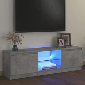 Baina 120cm Wooden TV Stand With 2 Doors And LED Lighting - Concrete Grey