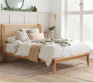 Atlanta Rattan Wooden Double Bed In Oak