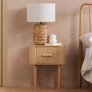 Avenel Fluted Wooden Bedside Cabinet With 1 Drawer In Oak