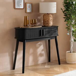 Avenel Wooden Console Table With 2 Sliding Doors In Black