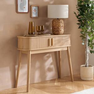 Avenel Wooden Console Table With 2 Sliding Doors In Oak