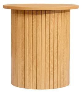 Avenel Fluted Wooden Side Table Round In Oak