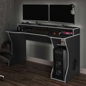 Eureka Wooden Gaming Desk In Black And Silver