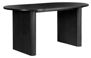 Avenel Fluted Wooden Dining Table Oval In Black