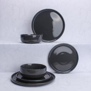 Stackable Stoneware 12 Piece Dinner Set Graphite (Grey)