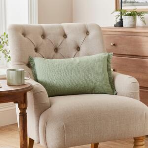 Woven Cotton Slub Rectangular Cushion Sage (Green)
