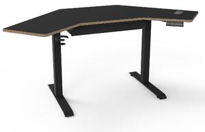 Gino Corner Height Adjustable Desk with Drawer Black