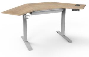 Gino Corner Height Adjustable Desk with Drawer Ash (Brown)
