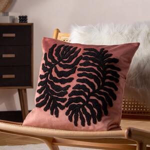 Furn. Maldive Botanical Velvet Tufted 45cm x 45cm Filled Cushion Rustic Brown