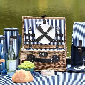 Three Rivers 2 Person Picnic Basket with Picnicware Brown