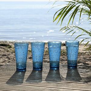 Three Rivers Set of 4 Blue Linear Highball Glasses Blue