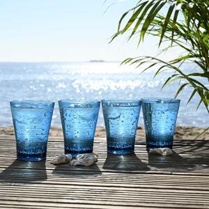 Set of 4 Blue Linear Tumbler Glasses Blue