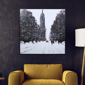 The Art Group Premium Edit One Brave Taxi - Manhattan Framed Print Black and white