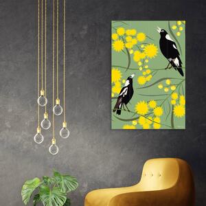 The Art Group Magpies Wooden Wall Art Green/Yellow