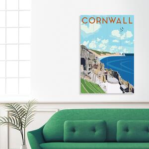 Cornwall Wooden Wall Art Blue/Brown