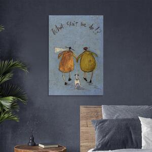 What Cant We Do Wooden Wall Art Blue/Yellow