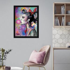 The Art Group Bubble Girl I Framed Print Pink/Black