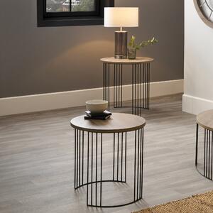 Pacific Atri Set of 2 Nest of Side Tables, Light Wood Effect Brown
