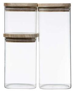 Set of 3 Stacking Glass Storage Jars Clear
