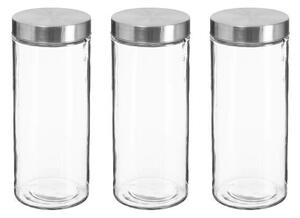 Set of 3 Screw Top Lid Glass Storage Jars Clear