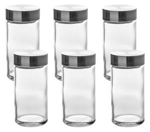 6 Glass Screw Top Spice Jars Clear