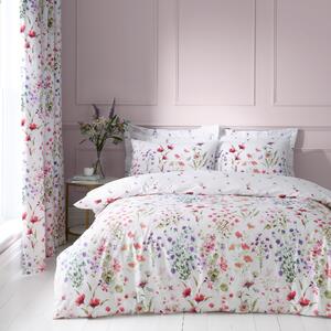 Watercoloured Floral Pink Duvet Cover and Pillowcase Set Pink/White/Green