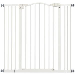 PawHut Metal Pet Safety Gate Dog Gate Folding Fence, White Aosom UK