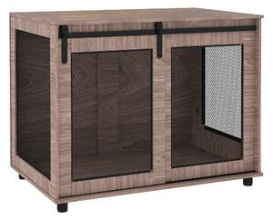 PawHut Dog Crate Furniture with Sliding Door for Large Dogs, 98 x 60 x 78cm, Walnut Brown