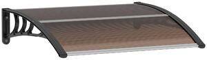 Outsunny Curved Window Door Canopy Aluminium Rigid Plastic Polycarbonate Fixed Outdoor Awning Modern Design UV Water Rain Resist Brown