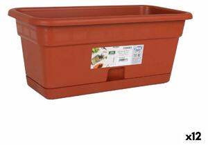 Planter with Dish Dem Squares Rectangular Brown 40 x 20 cm (12 Units)